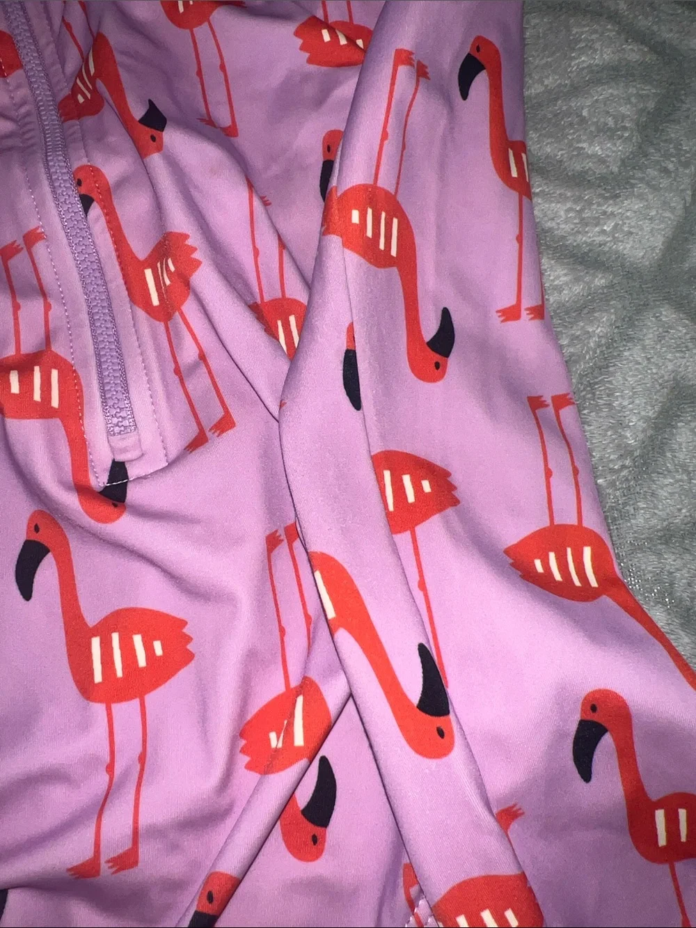 Hanna Andersson Purple Long-Sleeve Flamingo One-Piece Swimsuit